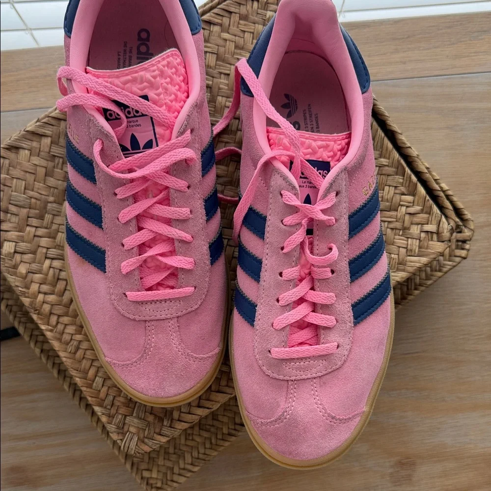 Adidas Women's Pink and Navy Gazelle Sneakers - Picture 2 of 4
